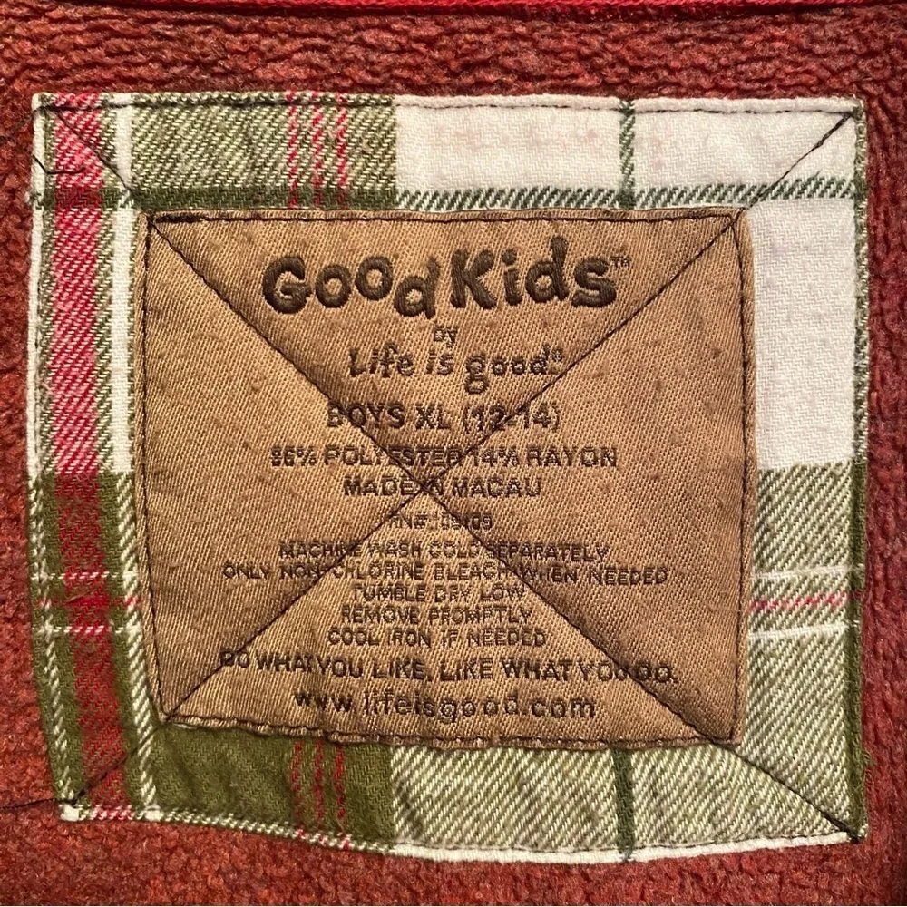 Good Kids By Life Is Good Boys Fleece Full Zip Jacket Red Size XL (12-14)